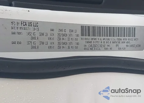 2020 Jeep Grand Cherokee Limited X 4X2 z USA, uszkodzony, nr VIN 1C4RJEBG7LC182102